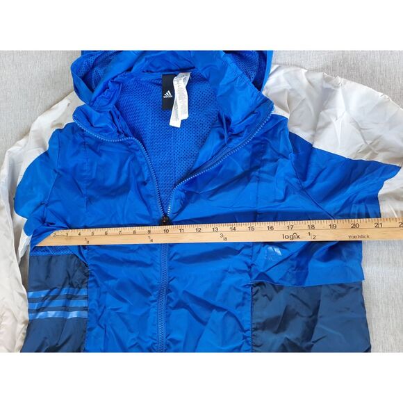 Adidas Women Medium Lightweight Convertible Scuba Style Hoodie Vent Jacket Blue‎ - Picture 4 of 9